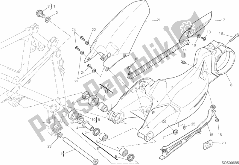 Toutes les pièces pour le Bras Oscillant du Ducati Streetfighter S 1100 2013